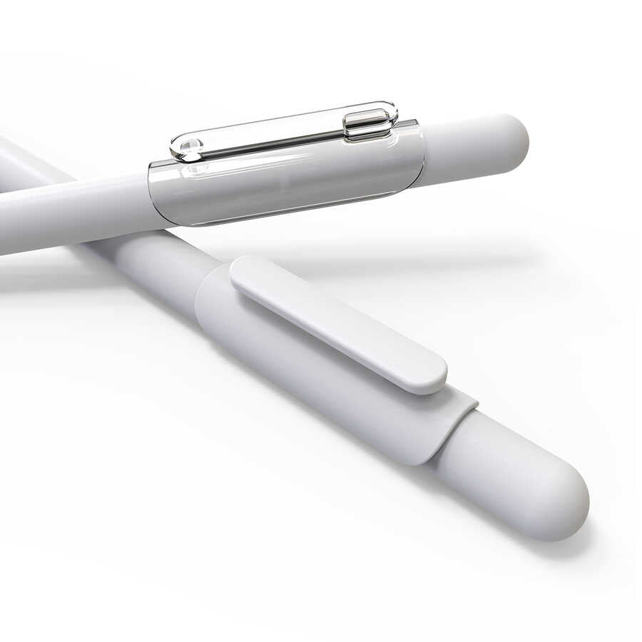 Apple Pencil Araree A Clip Dokunmatik Kalem Askı Aparatı Şeffaf-Beyaz