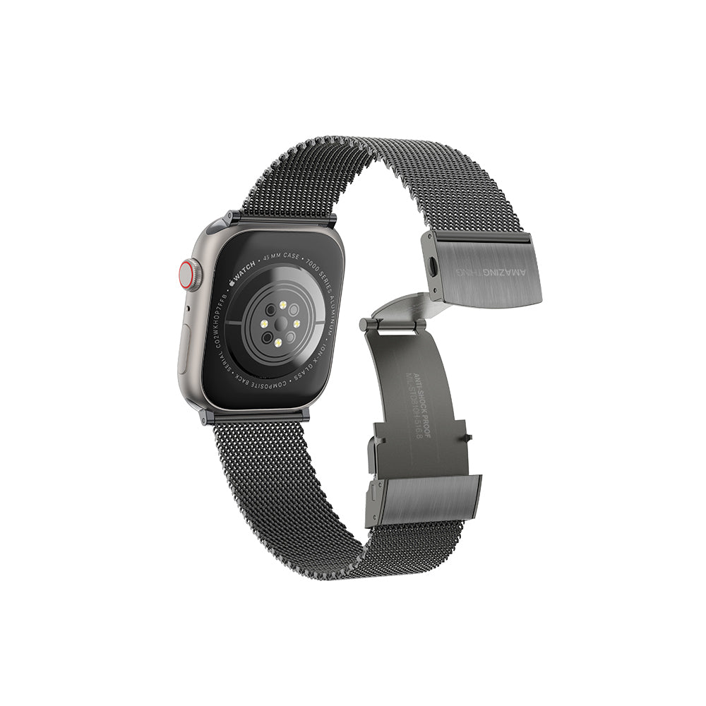 Apple Watch 10 42mm Amazingthing Titan Metal Hasır Kordon Gümüş