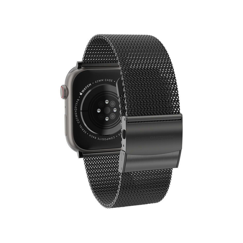 Apple Watch 10 42mm Amazingthing Titan Metal Hasır Kordon Siyah