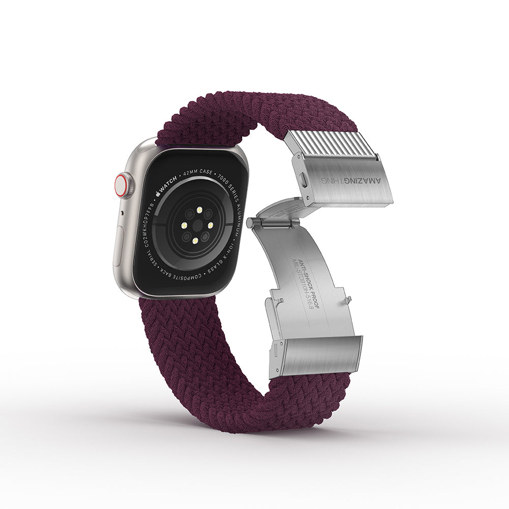 Apple Watch 10 42mm Amazingthing Titan Weave Örgü Sport Kordon Mor