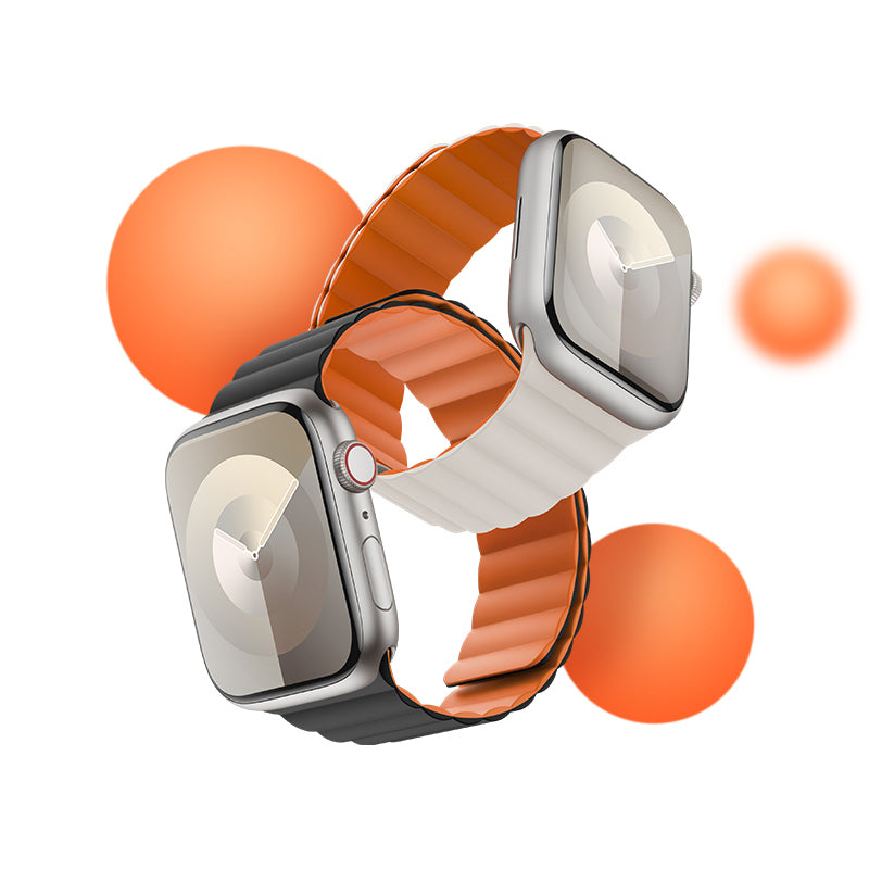 Apple Watch 10 42mm Benks Magnetik Tak Çıkar Silikon Strap Kayış Starlight-Turuncu