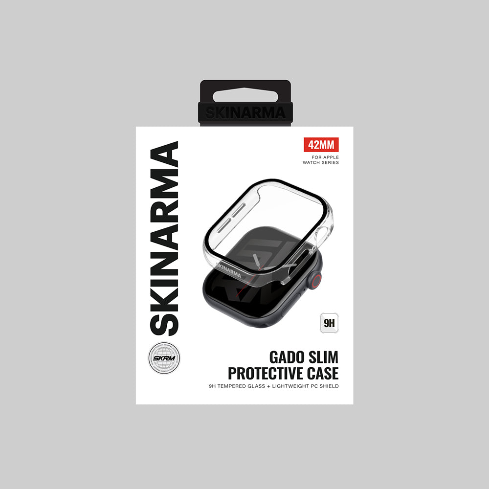 Apple Watch 10 42mm Skinarma Gado Sert Silikon Kasa ve Ekran Koruyucu Şeffaf