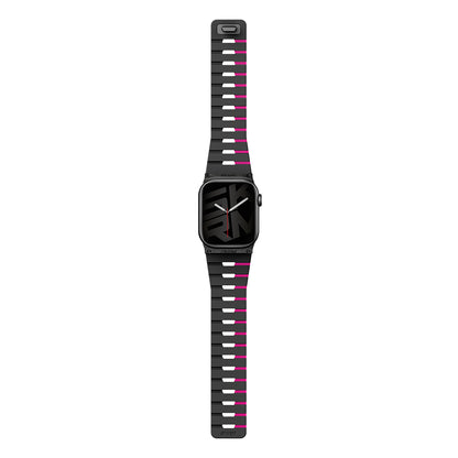 Apple Watch 10 42mm Skinarma Gemini Serisi TPU Magnetik Silikon Kordon Pembe