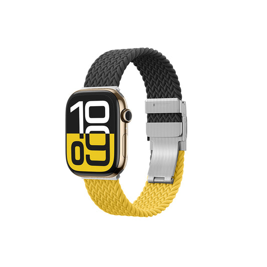 Apple Watch 10 46mm Amazingthing Glamour Blend Hasır Kordon Siyah-Gri