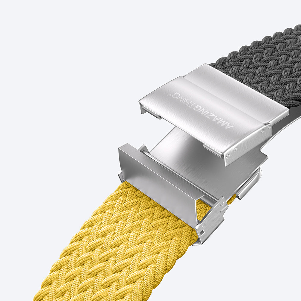 Apple Watch 10 46mm Amazingthing Glamour Blend Hasır Kordon Siyah-Sarı