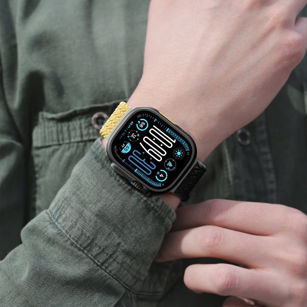 Apple Watch 10 46mm Amazingthing Glamour Blend Hasır Kordon Pembe-Gri