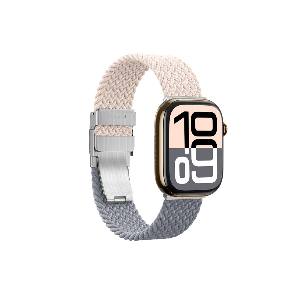 Apple Watch 10 46mm Amazingthing Glamour Blend Hasır Kordon Siyah-Gri