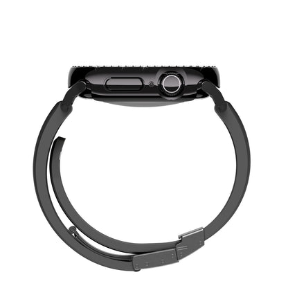 Apple Watch 10 46mm Amazingthing Gleam Fit FullGuard Taşlı Sert PC Kasa ve Ekran Koruyucu Şeffaf