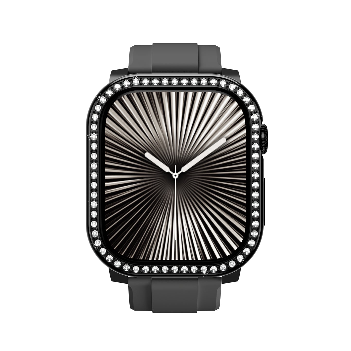 Apple Watch 10 46mm Amazingthing Gleam Fit FullGuard Taşlı Sert PC Kasa ve Ekran Koruyucu Starlight