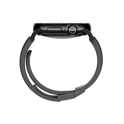 Apple Watch 10 46mm Amazingthing Gleam Fit FullGuard Taşlı Sert PC Kasa ve Ekran Koruyucu Şeffaf
