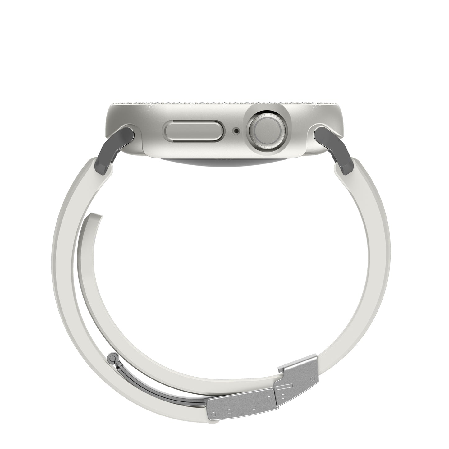 Apple Watch 10 46mm Amazingthing Gleam Fit FullGuard Taşlı Sert PC Kasa ve Ekran Koruyucu Siyah