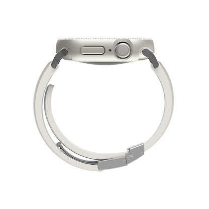 Apple Watch 10 46mm Amazingthing Gleam Fit FullGuard Taşlı Sert PC Kasa ve Ekran Koruyucu Starlight