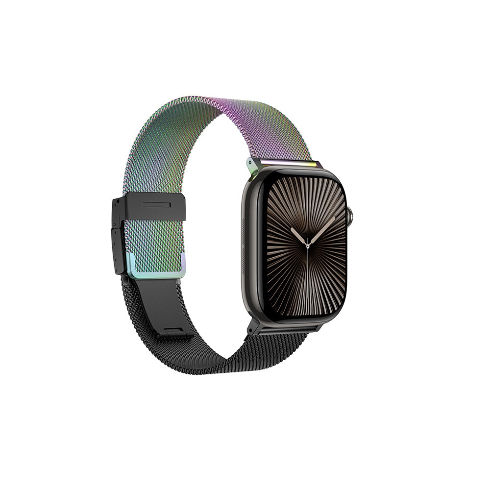 Apple Watch 10 46mm Amazingthing Omni StyleFlip Metal Hasır Kordon Gümüş