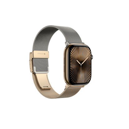 Apple Watch 10 46mm Amazingthing Omni StyleFlip Metal Hasır Kordon Titanyum