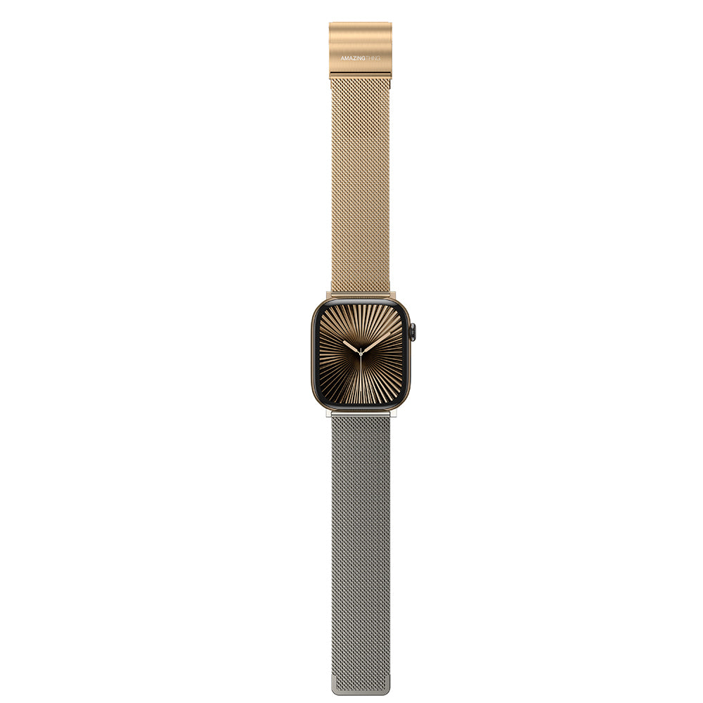 Apple Watch 10 46mm Amazingthing Omni StyleFlip Metal Hasır Kordon Gümüş
