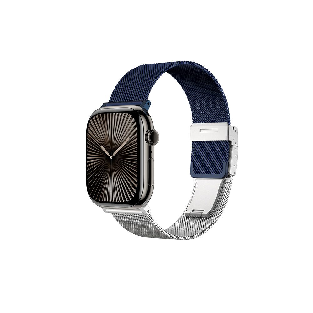 Apple Watch 10 46mm Amazingthing Omni StyleFlip Metal Hasır Kordon Gümüş