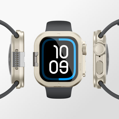 Apple Watch 10 46mm Amazingthing Premium Armor Fit FullGuard Metal Kasa ve Ekran Koruyucu Siyah