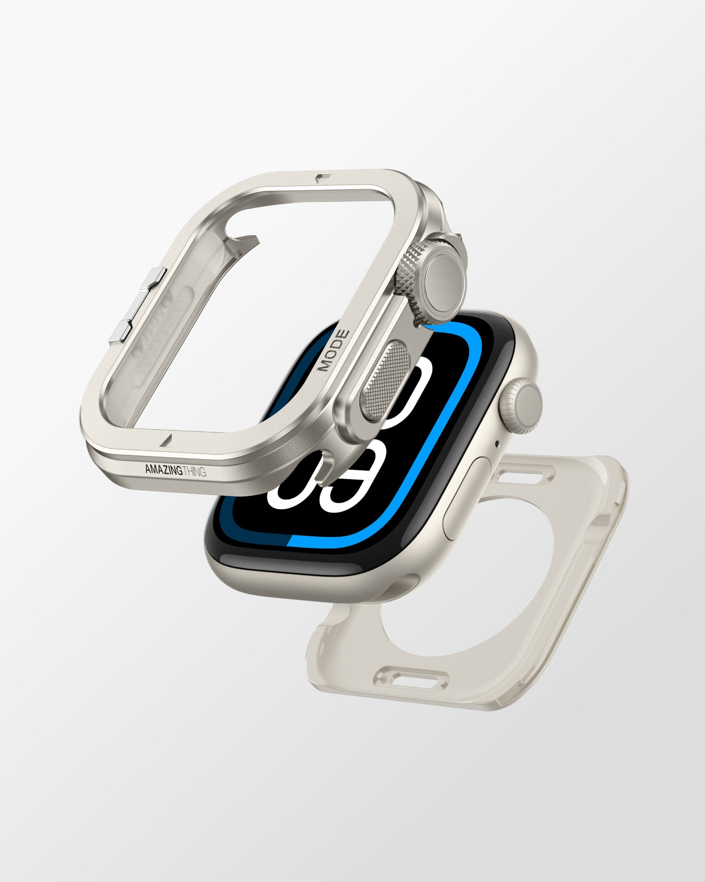 Apple Watch 10 46mm Amazingthing Premium Armor Fit FullGuard Metal Kasa ve Ekran Koruyucu Gri