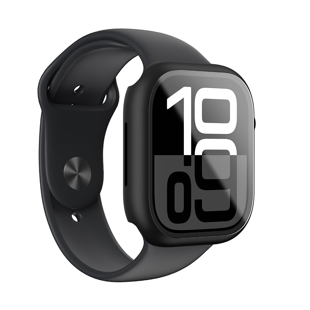 Apple Watch 10 46mm Amazingthing Radix Minimal FullGuard Sert PC Kasa ve Ekran Koruyucu Siyah