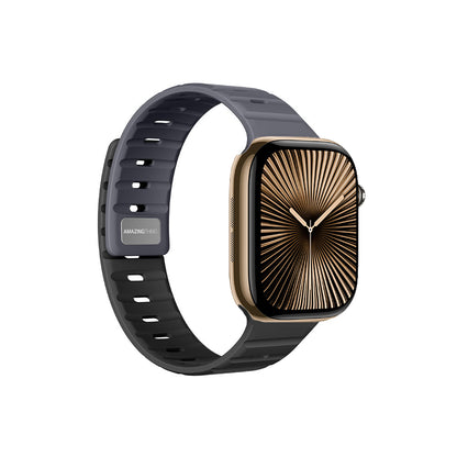 Apple Watch 10 46mm Amazingthing SilqLock Silikon Kordon Strap Kayış Gri