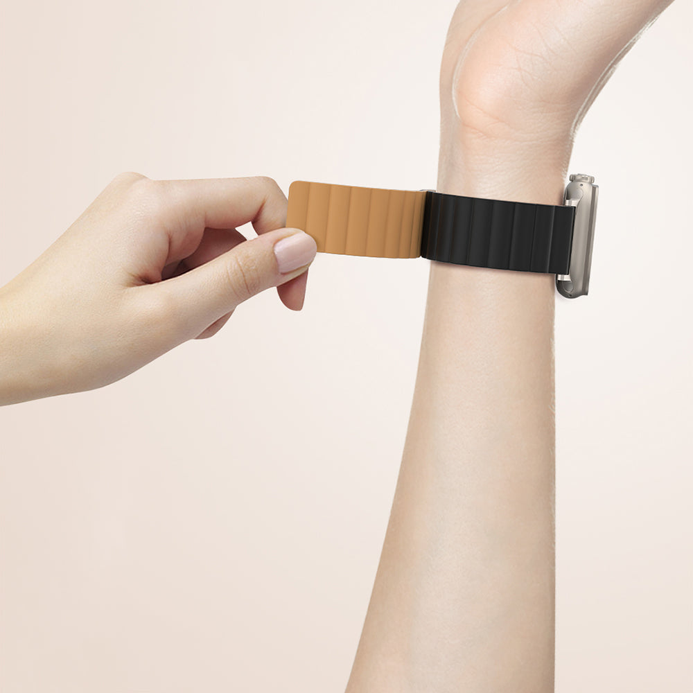 Apple Watch 10 46mm Amazingthing Smoothie Mag Magnetik Tak Çıkar Silikon Strap Kayış Gri-Mavi