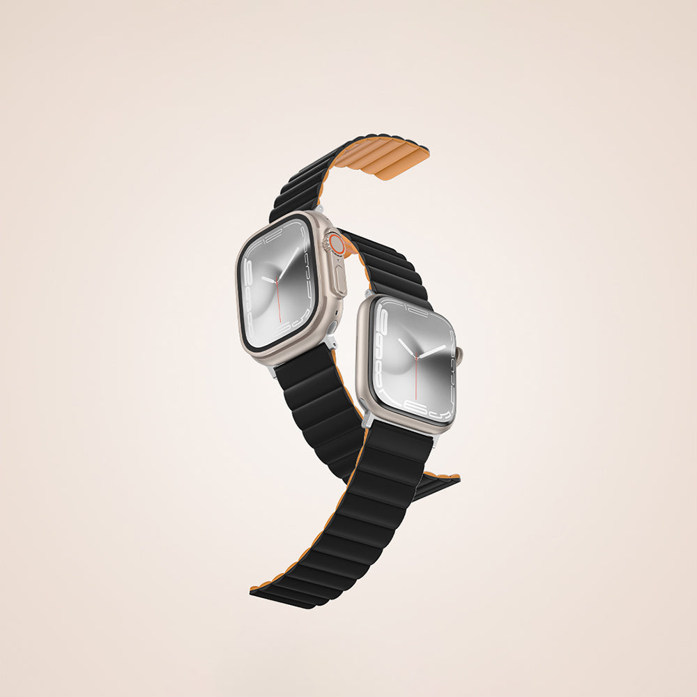 Apple Watch 10 46mm Amazingthing Smoothie Mag Magnetik Tak Çıkar Silikon Strap Kayış Gri-Mavi