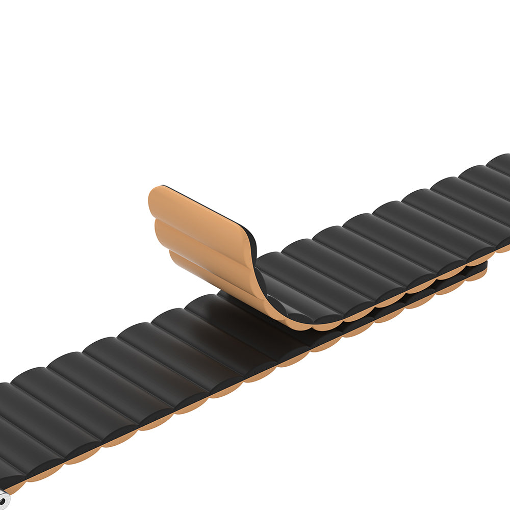 Apple Watch 10 46mm Amazingthing Smoothie Mag Magnetik Tak Çıkar Silikon Strap Kayış Siyah-Turuncu