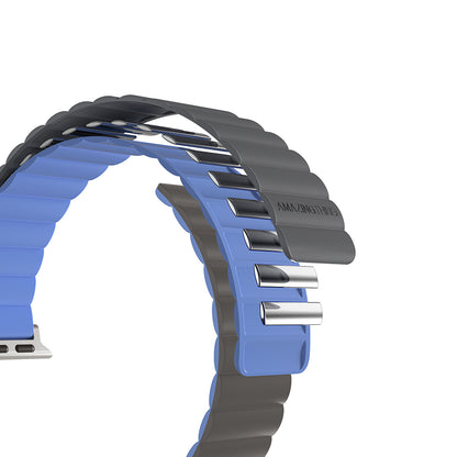 Apple Watch 10 46mm Amazingthing Smoothie Mag Magnetik Tak Çıkar Silikon Strap Kayış Siyah-Turuncu