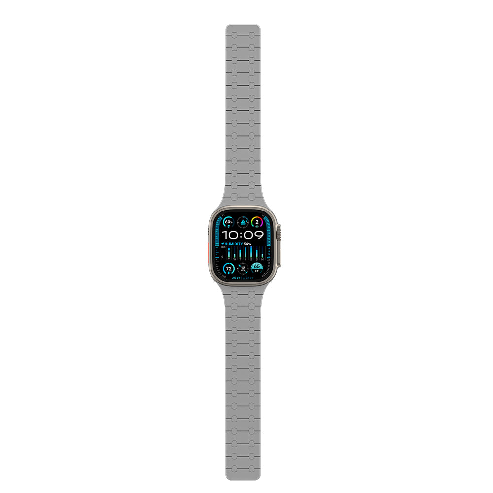 Apple Watch 10 46mm Amazingthing Smoothie Sport Magnetik Tak Çıkar Silikon Strap Kayış Gri-Mavi