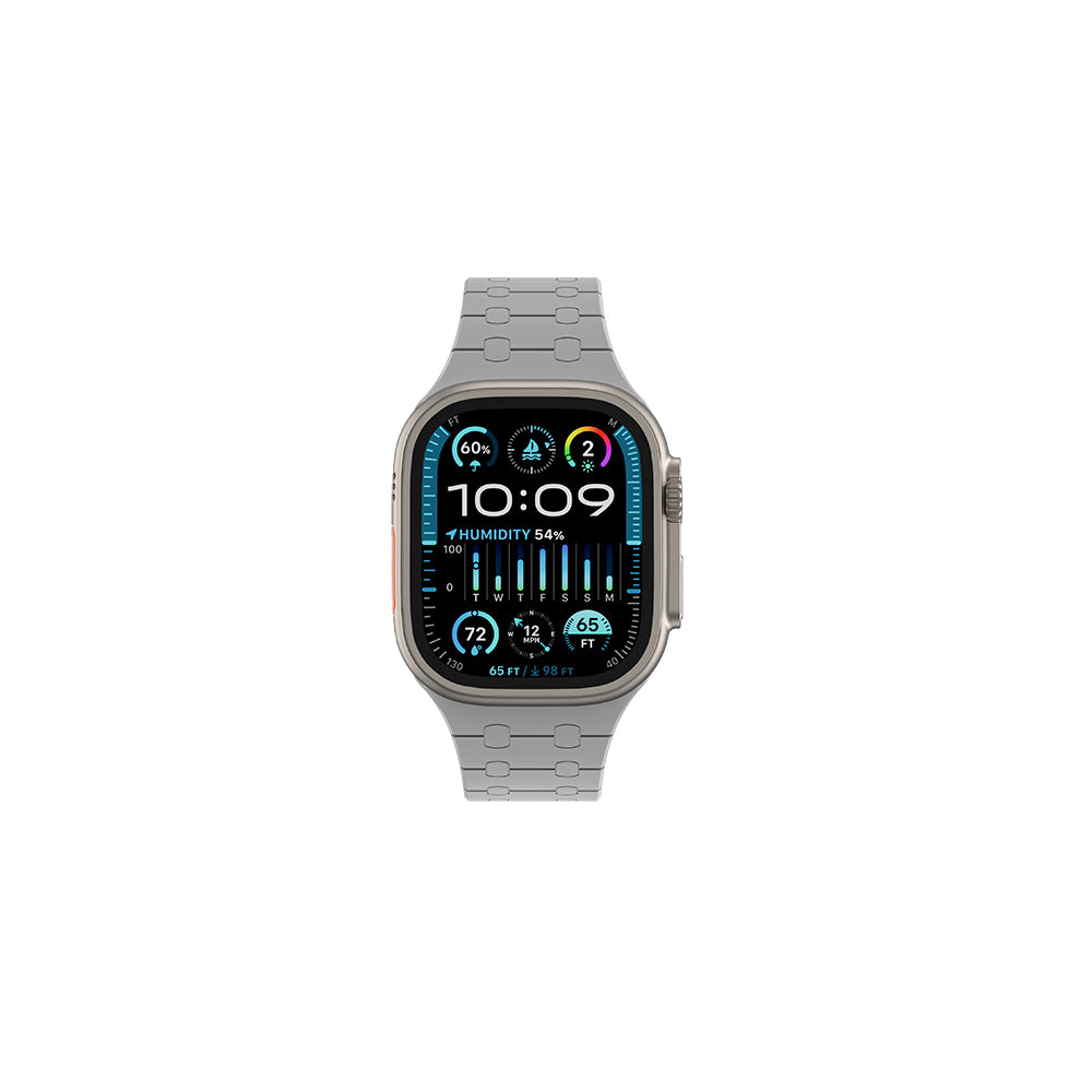 Apple Watch 10 46mm Amazingthing Smoothie Sport Magnetik Tak Çıkar Silikon Strap Kayış Gri-Mavi