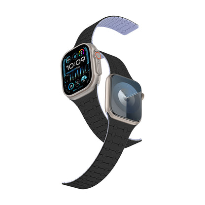 Apple Watch 10 46mm Amazingthing Smoothie Sport Magnetik Tak Çıkar Silikon Strap Kayış Gri-Mavi