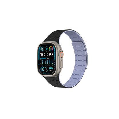 Apple Watch 10 46mm Amazingthing Smoothie Sport Magnetik Tak Çıkar Silikon Strap Kayış Gri-Mavi