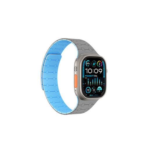 Apple Watch 10 46mm Amazingthing Smoothie Sport Magnetik Tak Çıkar Silikon Strap Kayış Siyah-Mor