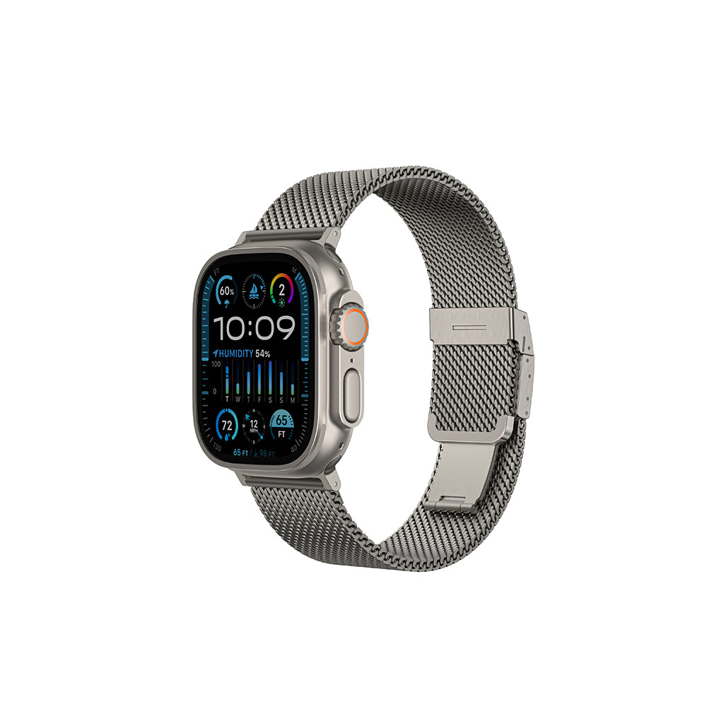 Apple Watch 10 46mm Amazingthing Titan Premium Metal Hasır Kordon Siyah