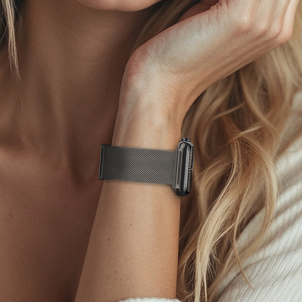 Apple Watch 10 46mm Amazingthing Titan Premium Metal Hasır Kordon Titanyum