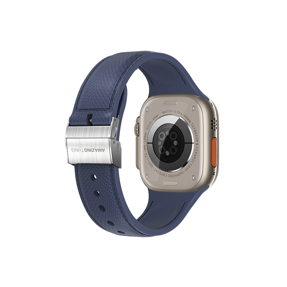 Apple Watch 10 46mm Amazingthing Titan Swift Deri Dokulu Silikon Kordon Gri