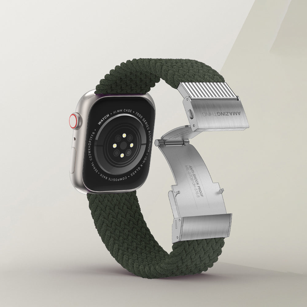 Apple Watch 10 46mm Amazingthing Titan Weave 2 Sport Örgü Kordon Koyu Yeşil