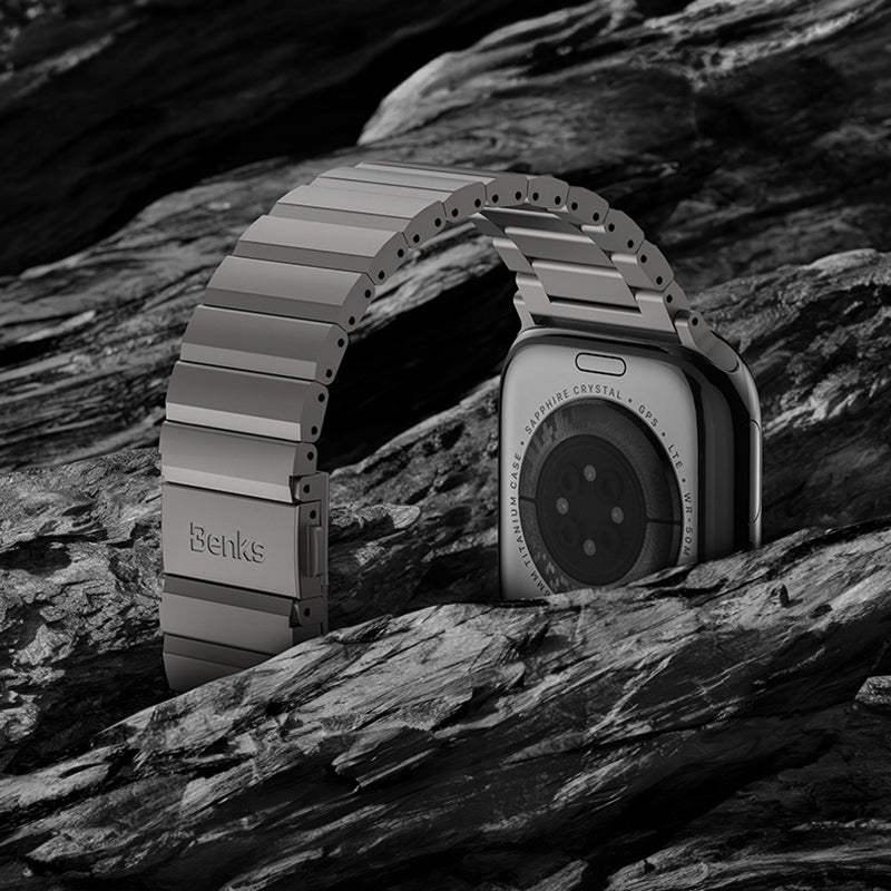 Apple Watch 10 46mm Benks Aero Titan Serisi Titanyum Metal Kordon Titanyum