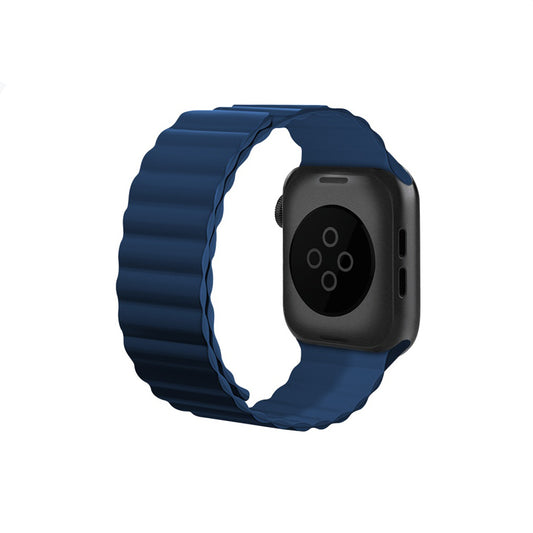 Apple Watch 10 46mm Kordon Raptic Magnetik Tak Çıkar Silikon Strap Kayış Lacivert