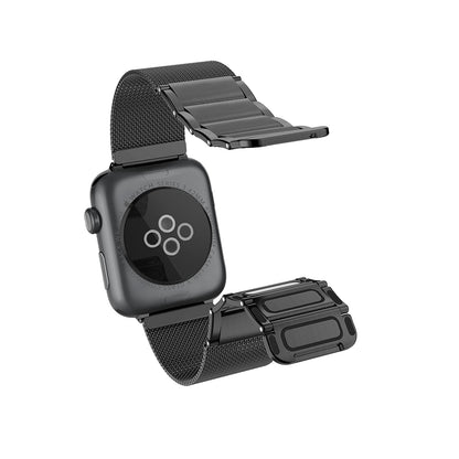 Apple Watch 10 46mm Raptic Classic Plus Serisi Magnetik Metal Hasır Kordon Siyah