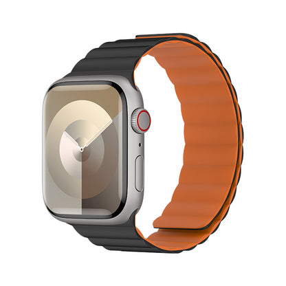 Apple Watch 38mm Benks Magnetik Tak Çıkar Silikon Strap Kayış Siyah-Turuncu
