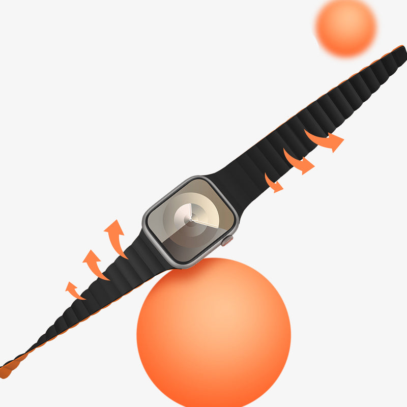 Apple Watch 38mm Benks Magnetik Tak Çıkar Silikon Strap Kayış Starlight-Turuncu