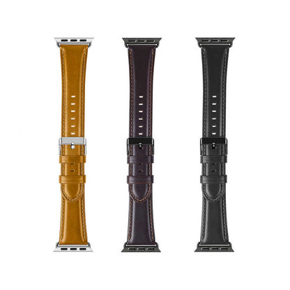 Apple Watch 38mm Wiwu Leather Watchband Deri Kordon Kahverengi