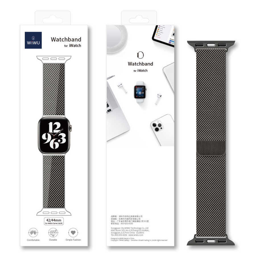 Apple Watch 38mm Wiwu Minalo Metal Kordon Siyah