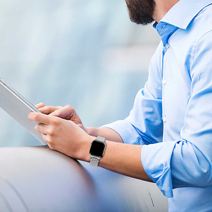 Apple Watch 38mm Wiwu Seven Beads Steel Belt Metal Kordon Gümüş