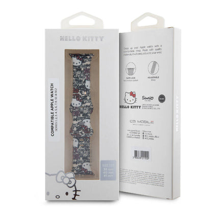 Apple Watch 40mm Hello Kitty Orjinal Lisanslı Etiket Graffiti Silikon Kordon Pembe