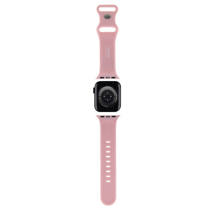 Apple Watch 40mm Hello Kitty Orjinal Lisanslı Yazı Logolu Fiyonk & Kitty Head Silikon Kordon Mavi