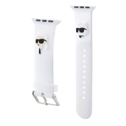 Apple Watch 40mm Karl Lagerfeld Orjinal Lisanslı İkonik Karl & Choupette Logolu Silikon Kordon Beyaz