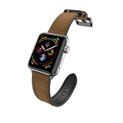 Apple Watch 40mm Raptic Hybrid Leather Serisi Deri Kordon Parlak Siyah