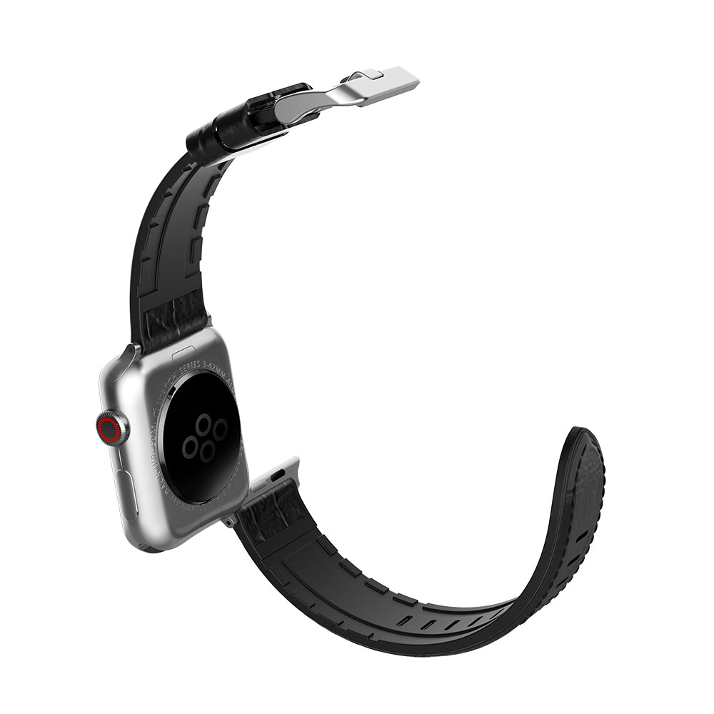 Apple Watch 40mm Raptic Hybrid Leather Serisi Deri Kordon Parlak Siyah